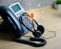 Voip,services,concept,of,ip,telephone,device,and,headset,with